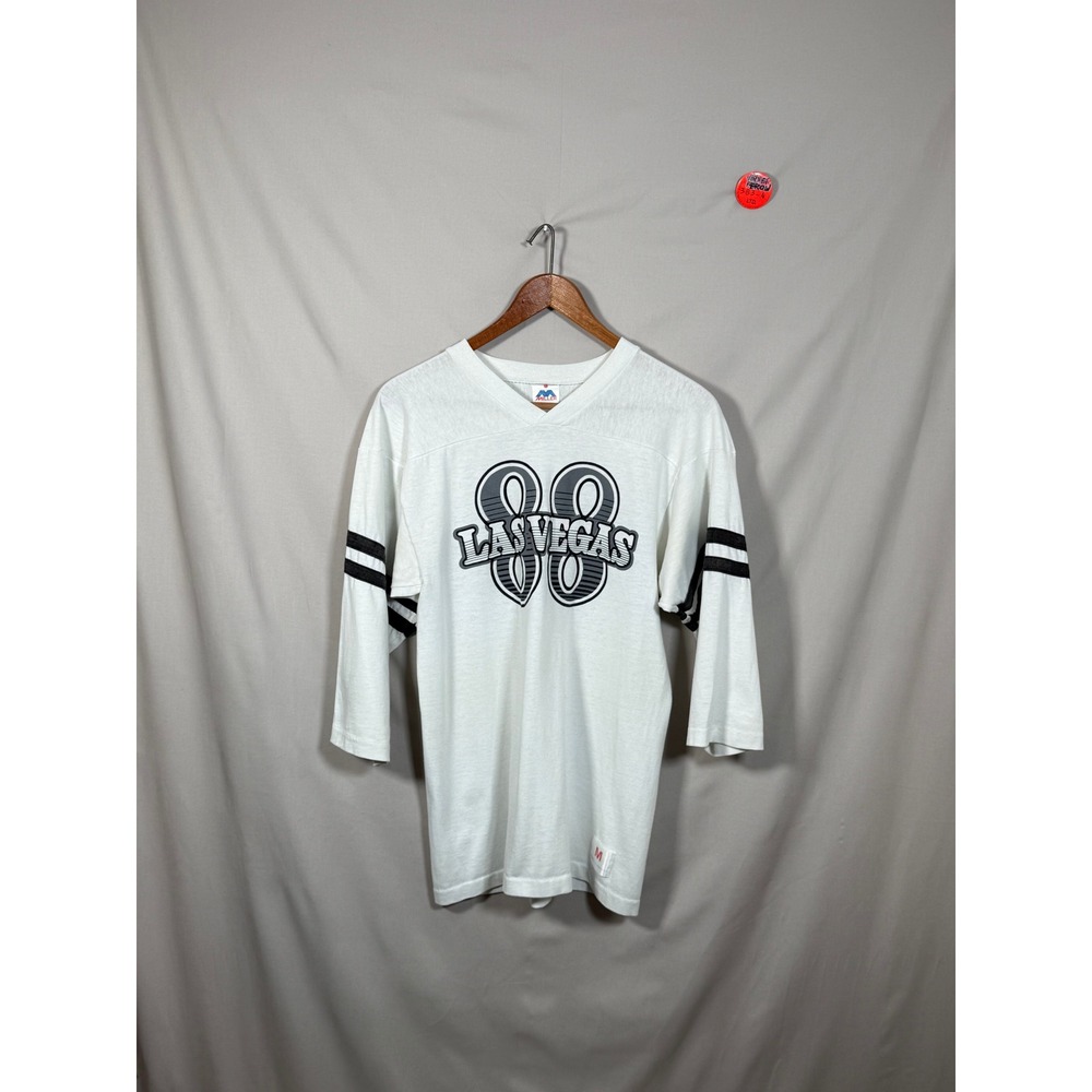 Vintage Miller Las Vegas 88 Graphic Jersey Shirt White 3/4 Sleeve Mens Medium